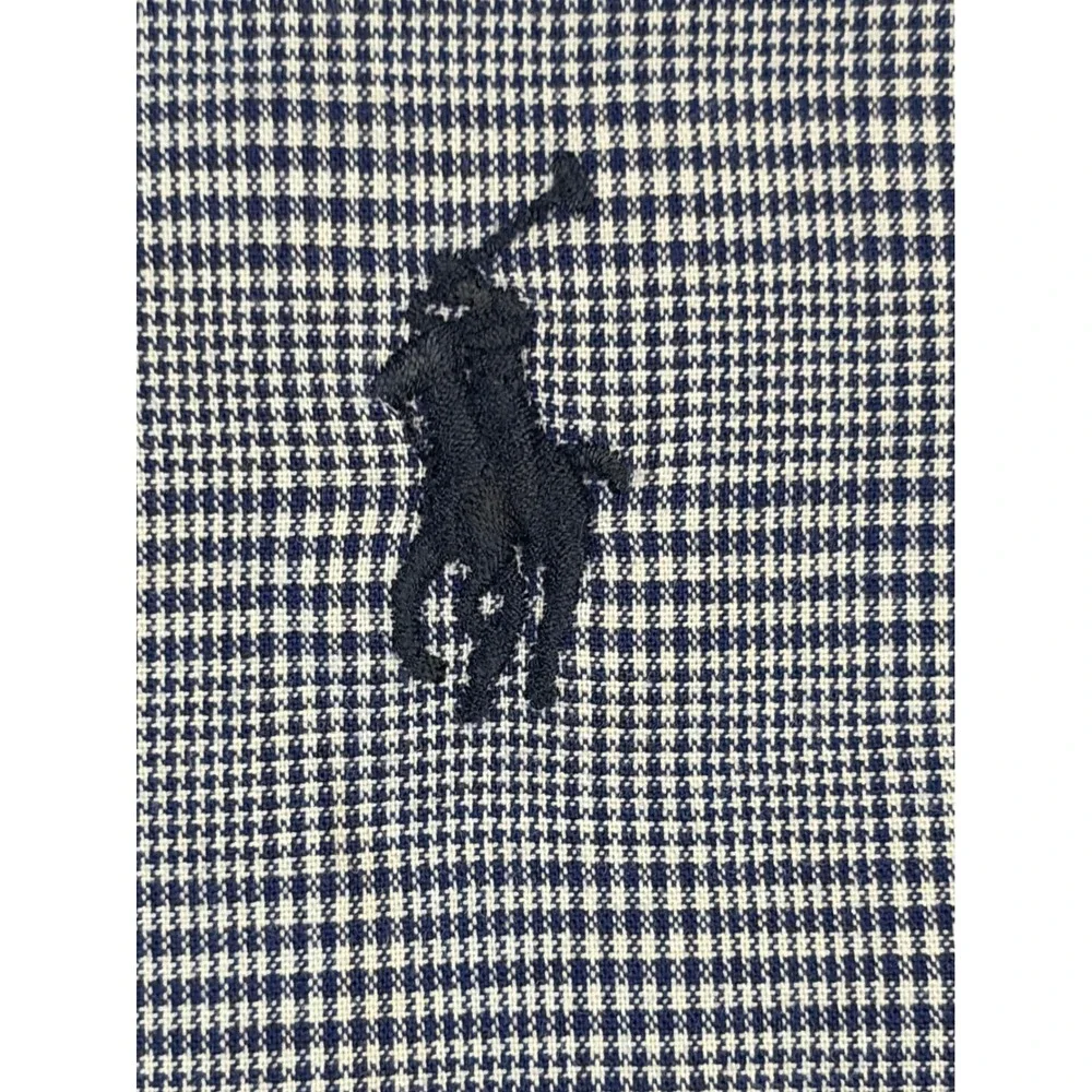 Polo Ralph Lauren Mens Classic Fit Glen Plaid Button Down Shirt Blue White Large